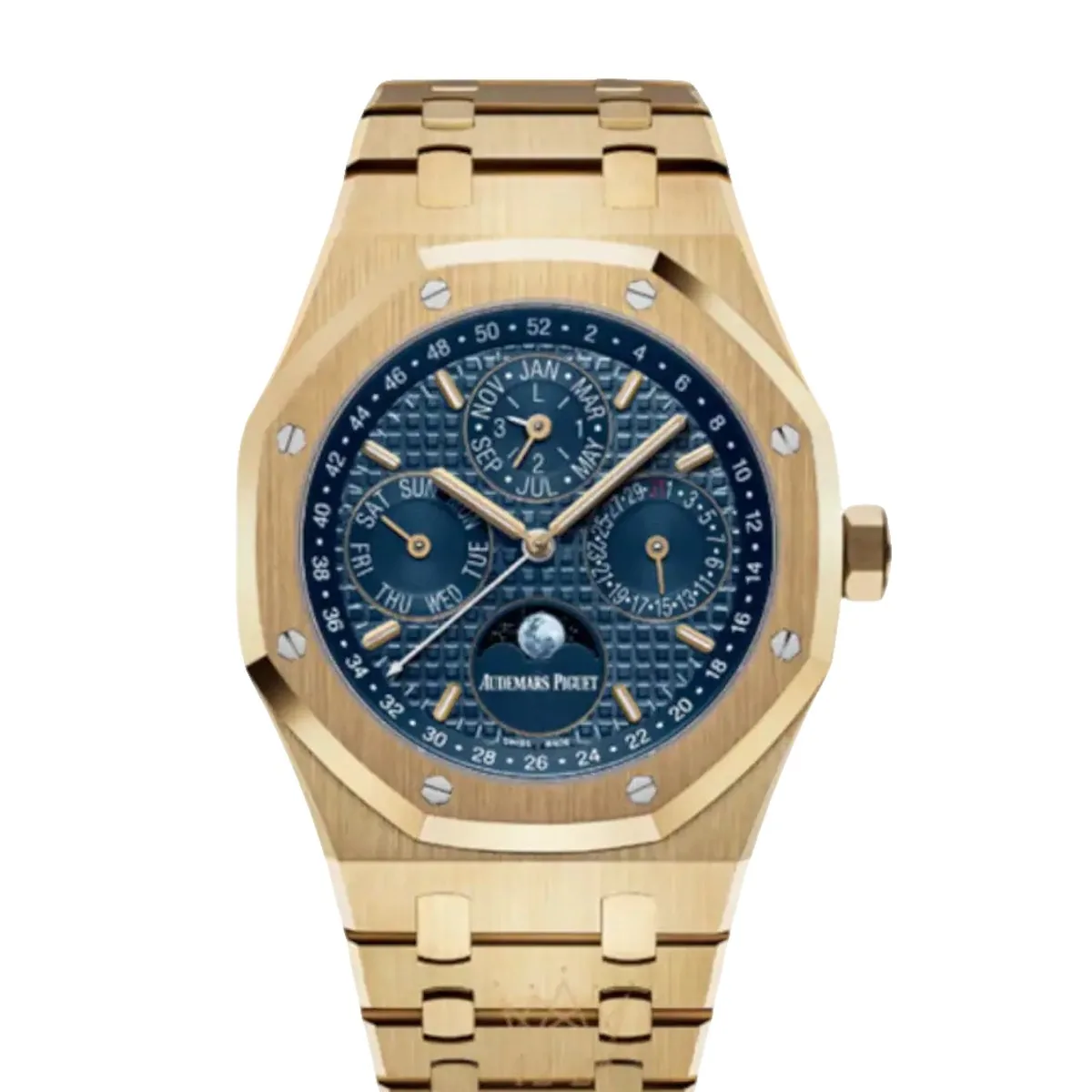 Audemars Piguet Royal Oak Perpetual Calendar 26574BA Yellow Gold Blue Super Clone