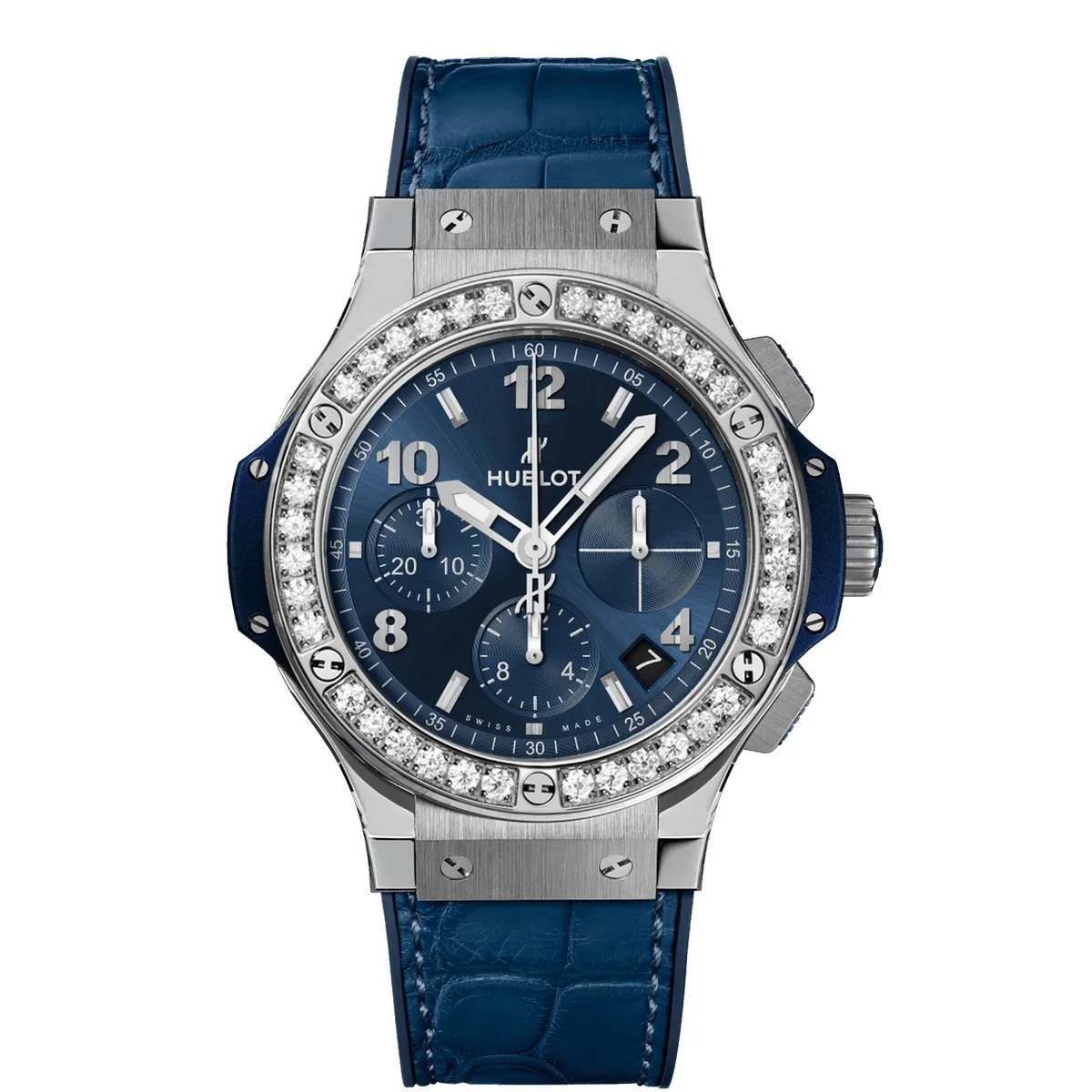 Hublot Big Bang 41mm Steel Diamond Bezel Blue Dial Super Clone