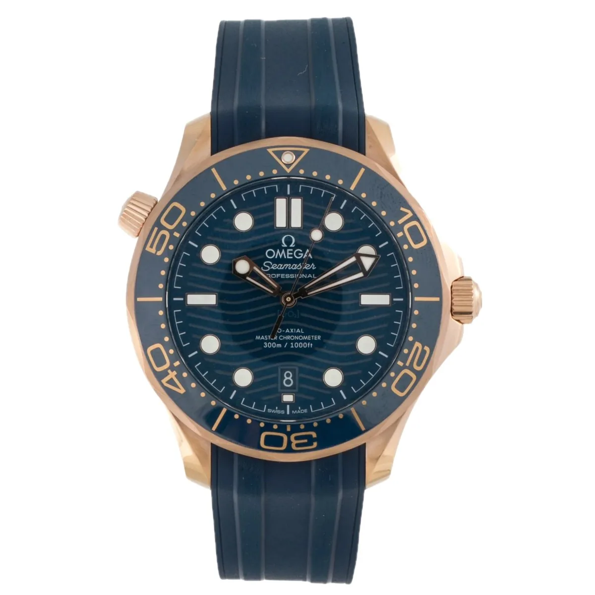 Omega Seamaster Diver 300M Co-Axial Master Chronometer 42mm Blue Dial Sedna Gold Super Clone