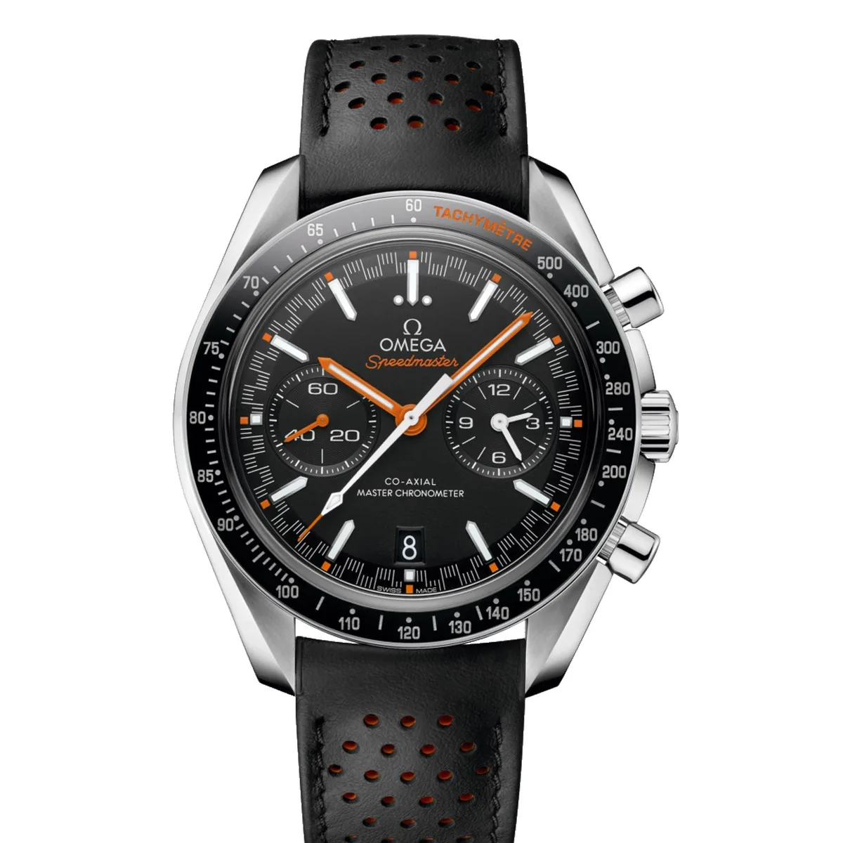 Omega Speedmaster Racing 44.25mm with orange accents Black Leather Super Clone