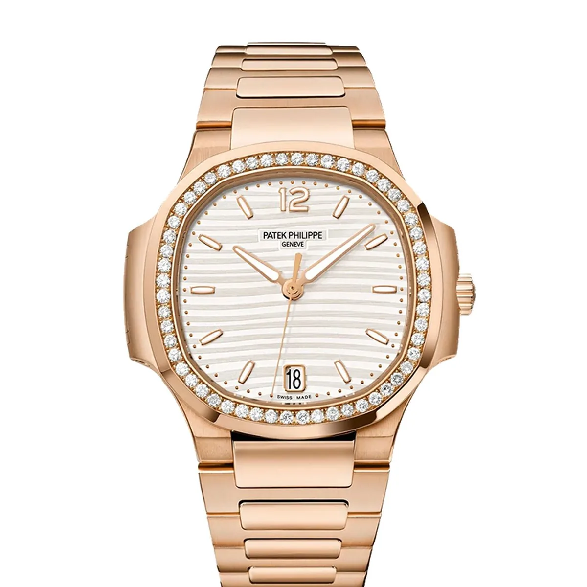 Patek Philippe Nautilus 7118 7118/1200R White Dial Diamond Bezel Rose Gold Super Clone