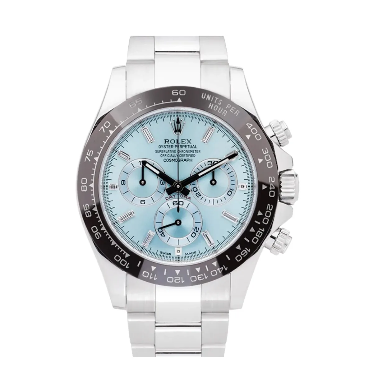 Rolex Cosmograph Daytona 116506 Platinum Ice Blue Baguette Super Clone