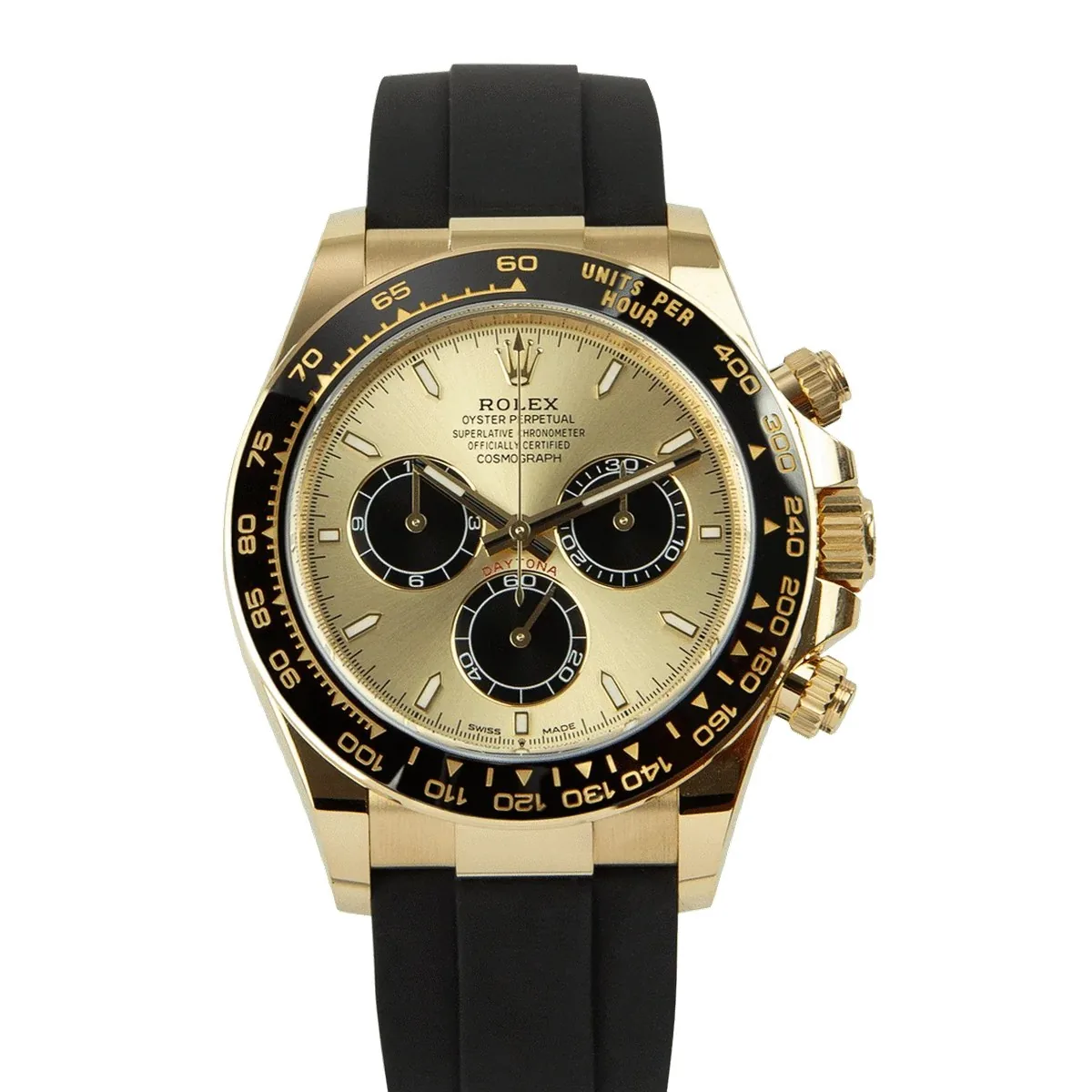 Rolex Cosmograph Daytona 126518LN Gold Dial Black Oysterflex Super Clone