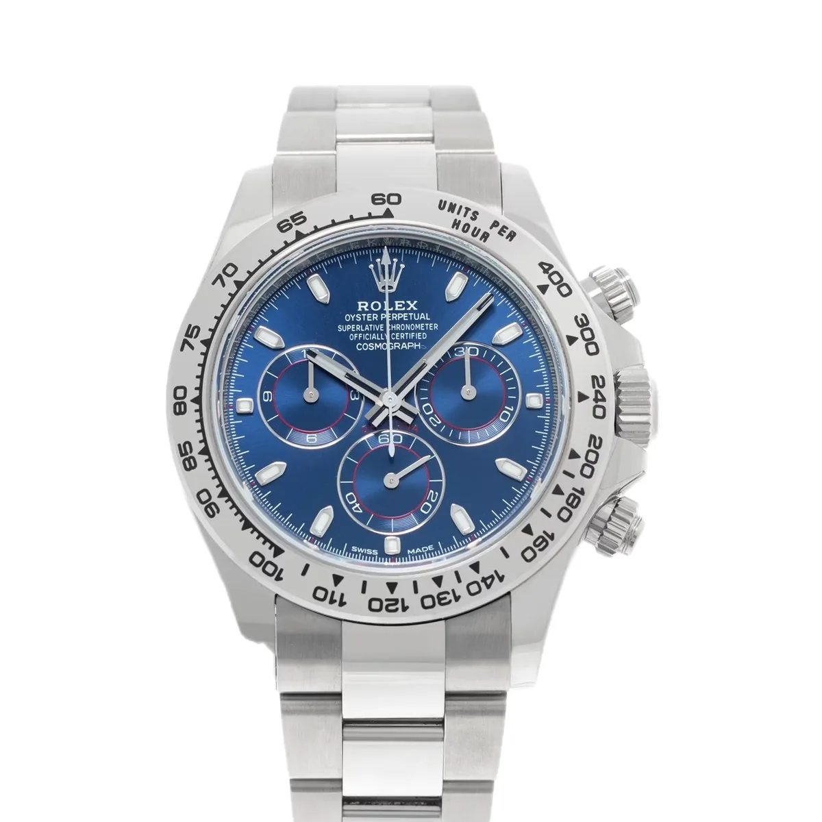 Rolex Cosmograph Daytona Blue Dial White Gold Bezel Super Clone