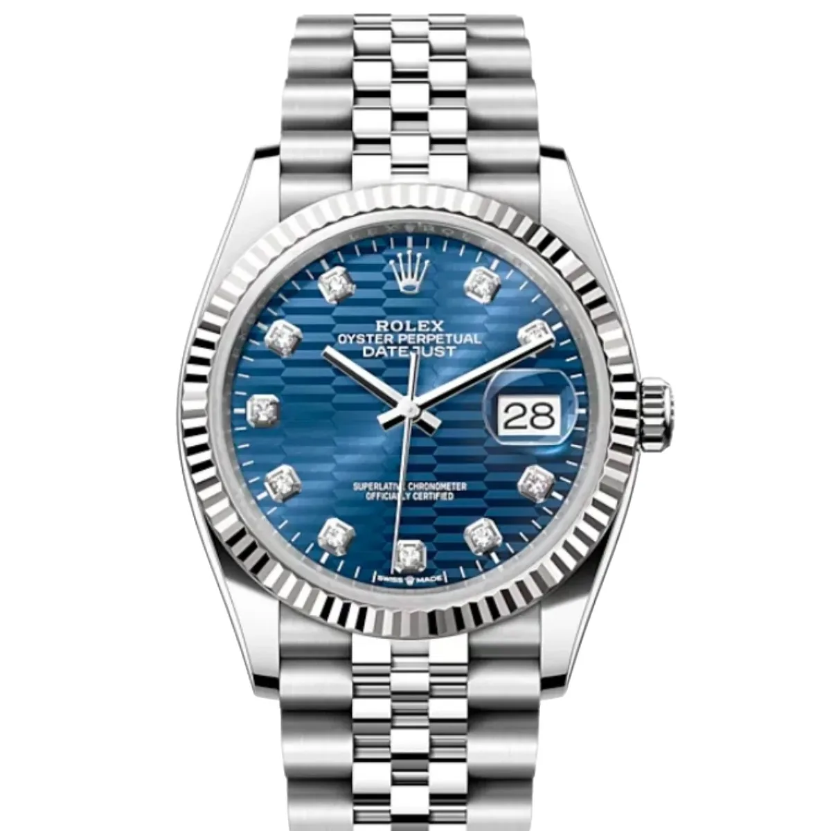 Rolex Datejust 36 126234 Blue Fluted Diamond Super Clone