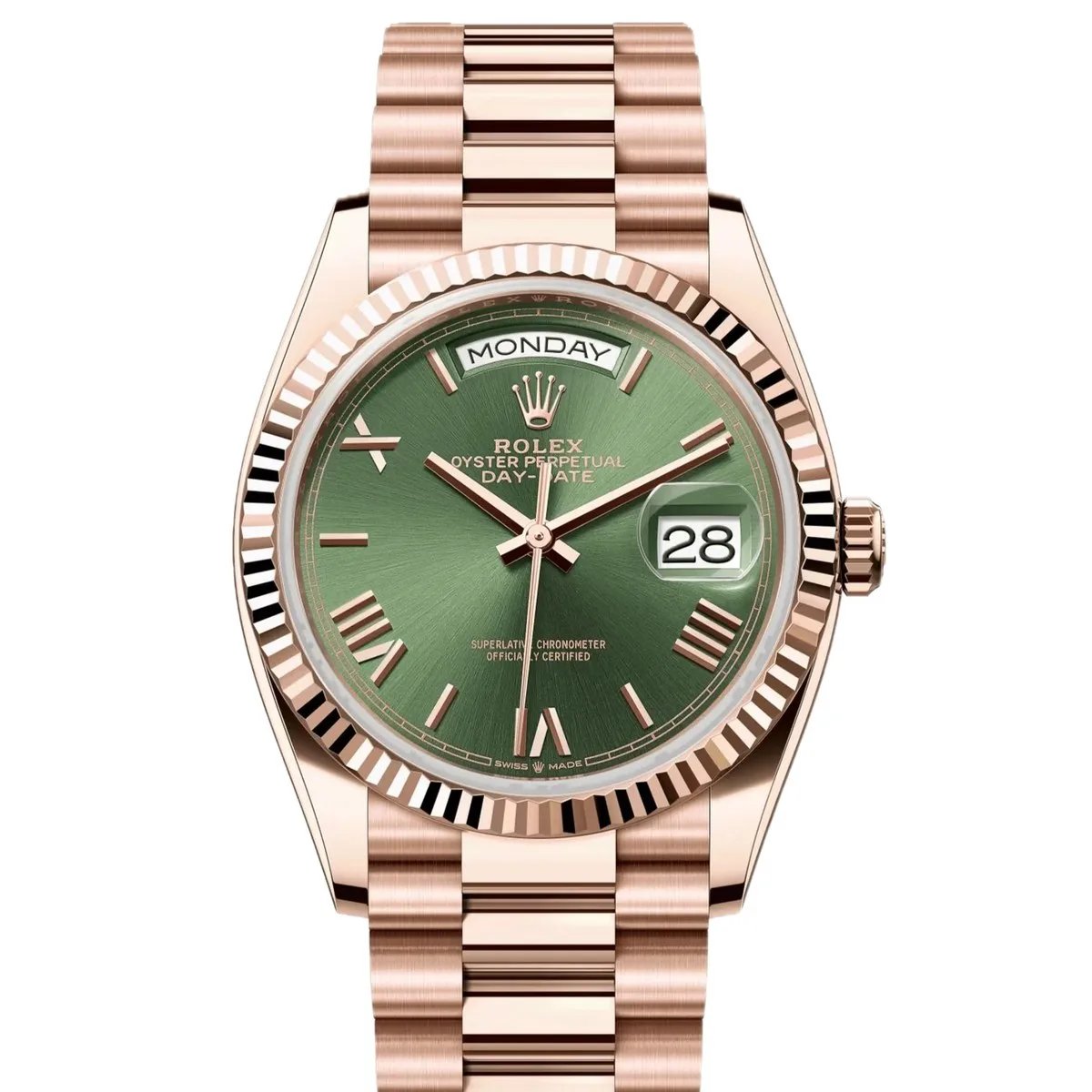 Rolex Day-Date 36 128235 Olive Dial Roman Numerals Super Clone