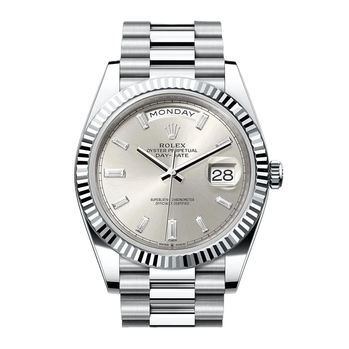 Rolex Day-Date 40 228236 Silver Baguette Markers Super Clone