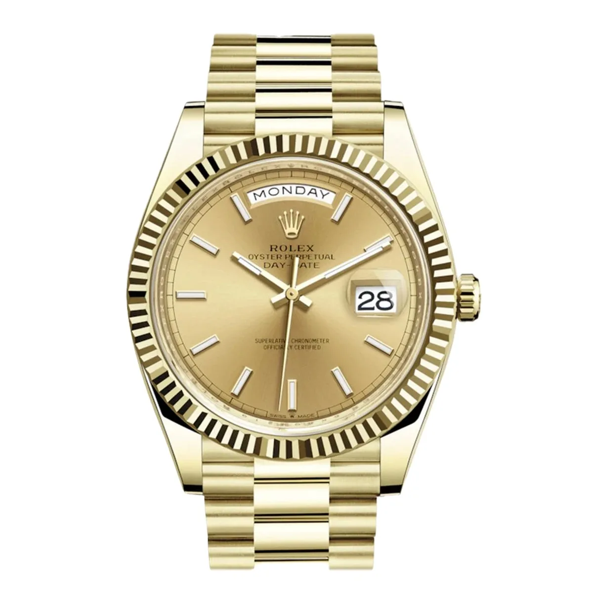 Rolex Day-Date 40 228238 Champagne Dial Stick Indexes Super Clone