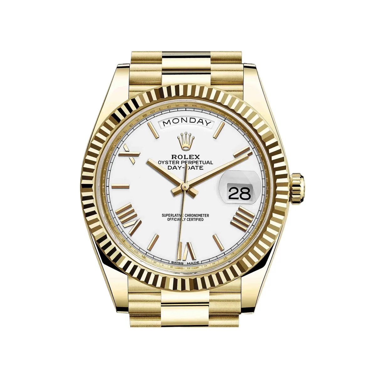 Rolex Day-Date 40 228238 White Dial Roman Yellow Gold Super Clone