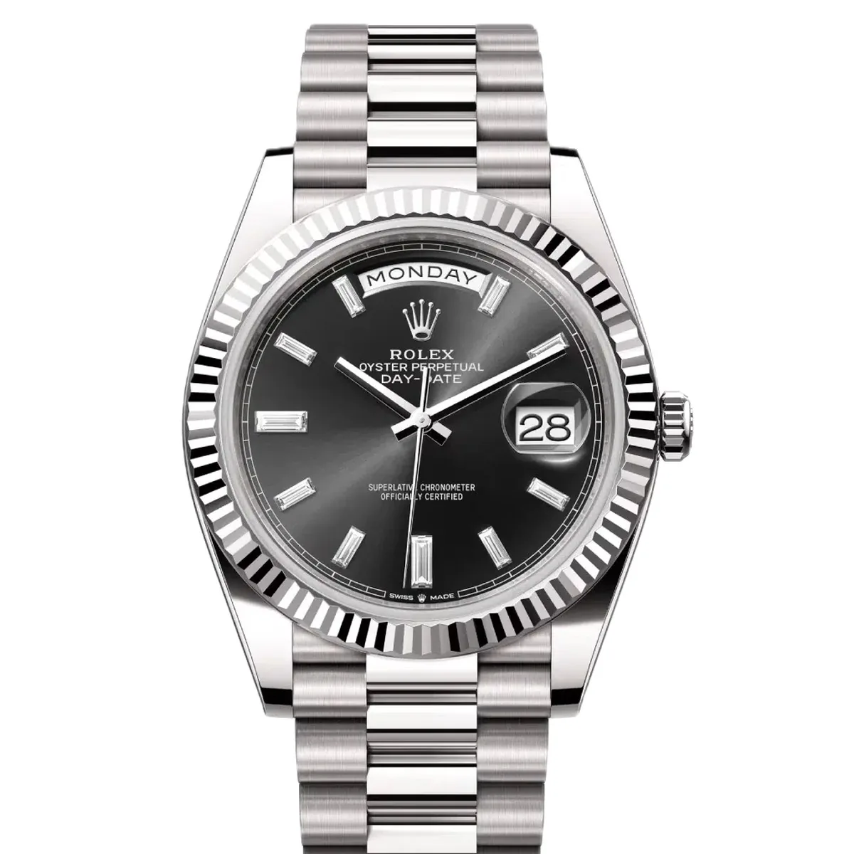 Rolex Day-Date 40 228239 Black Dial Diamond Indexes Super Clone