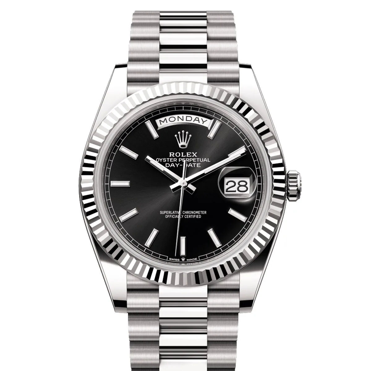 Rolex Day-Date 40 228239 Black Dial Stick Indexes Super Clone