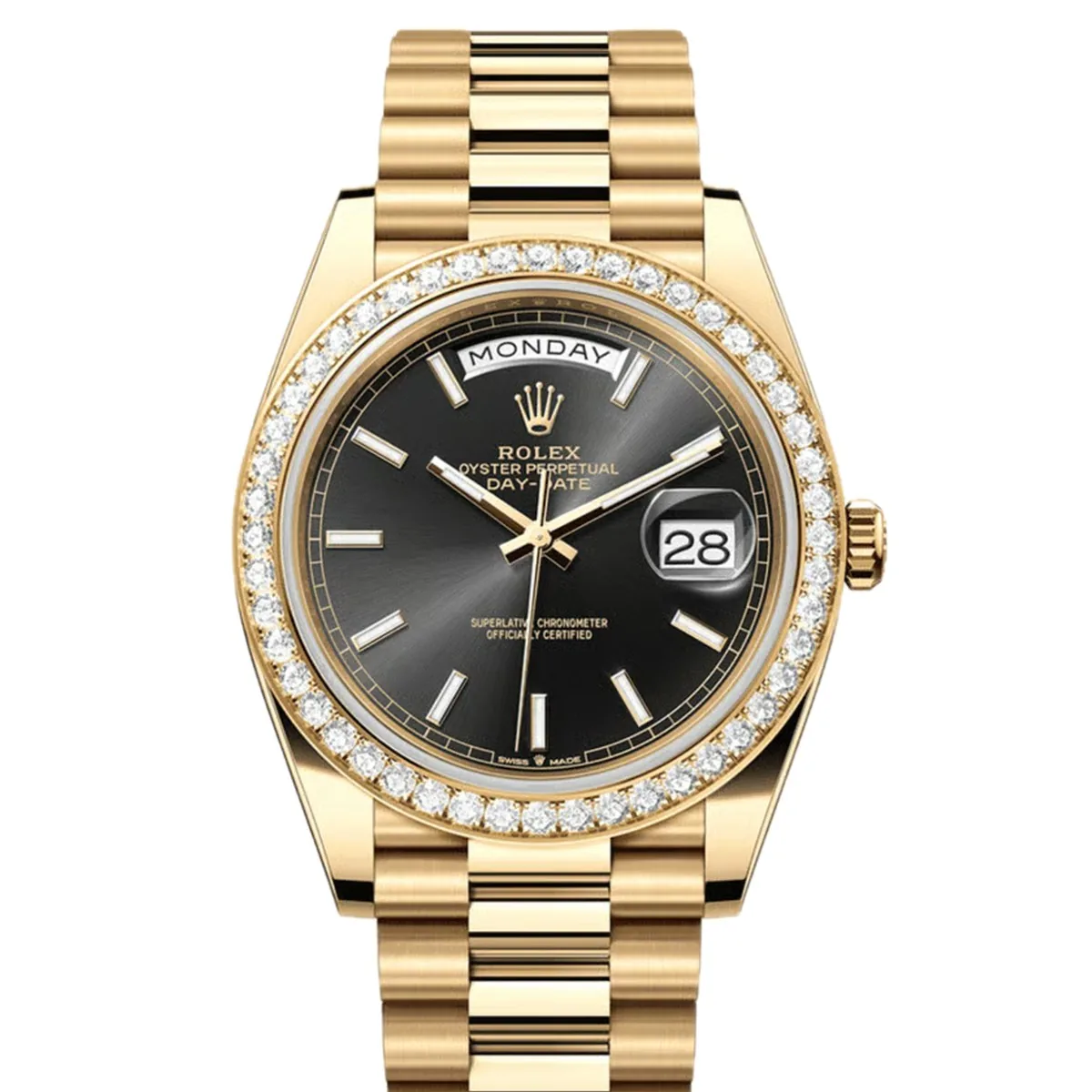 Rolex Day-Date 40 228348RBR Black Dial Diamond Bezel Super Clone