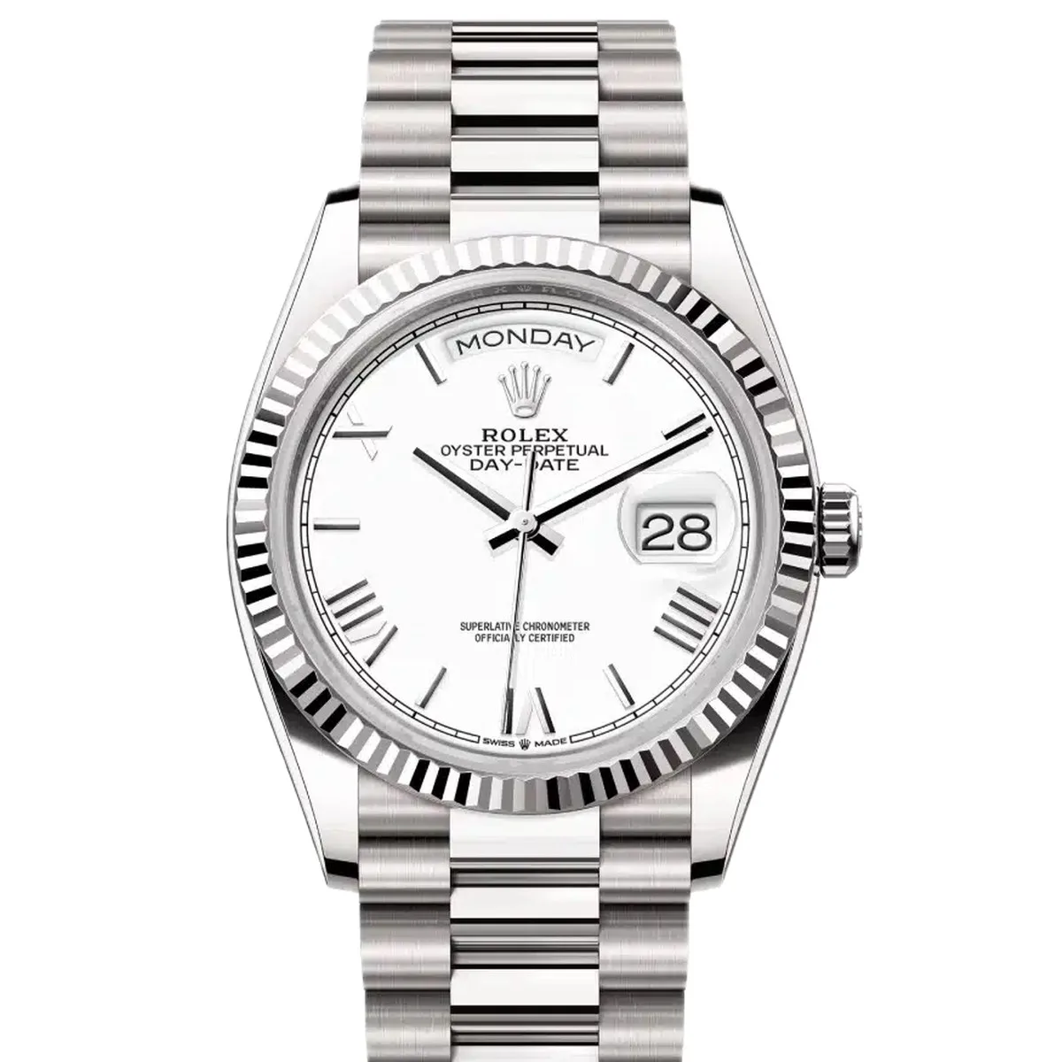 Rolex Day-Date 40 White Dial Roman Numerals Super Clone