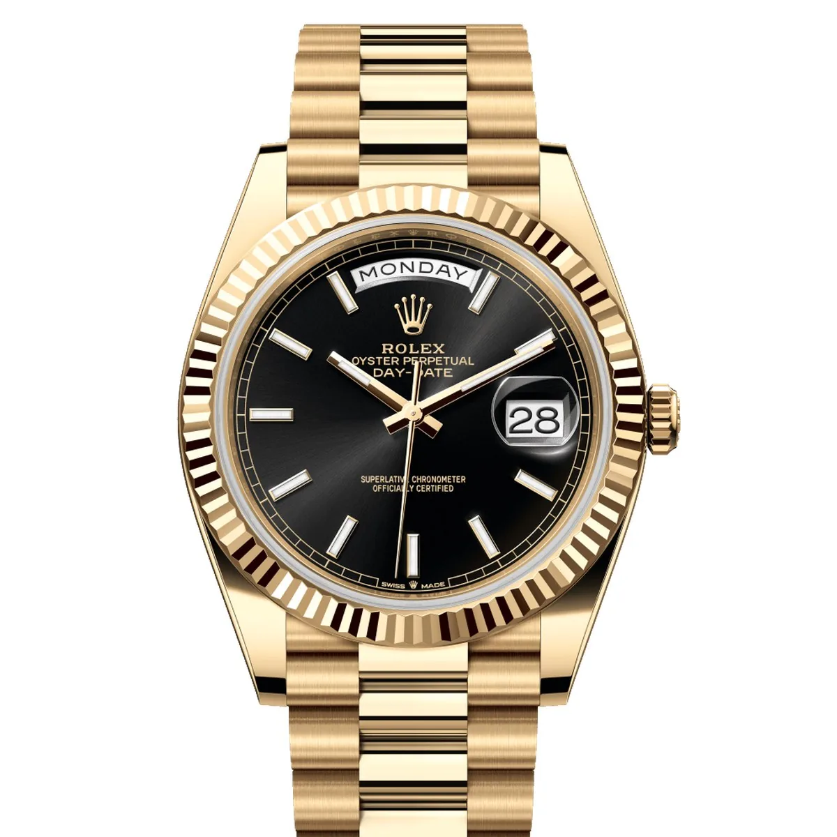Rolex Day-Date Yellow Gold Black Dial Super Clone