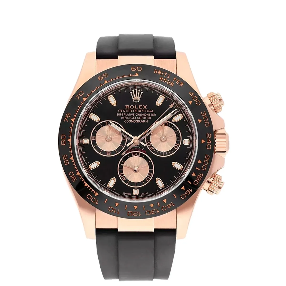 Rolex Daytona 116515LN Black Dial Everose Oysterflex Super Clone
