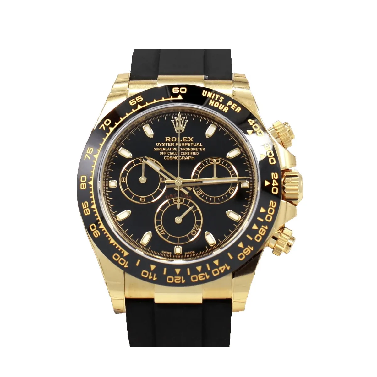 Rolex Daytona 116518LN Black Dial Yellow Gold Oysterflex Super Clone