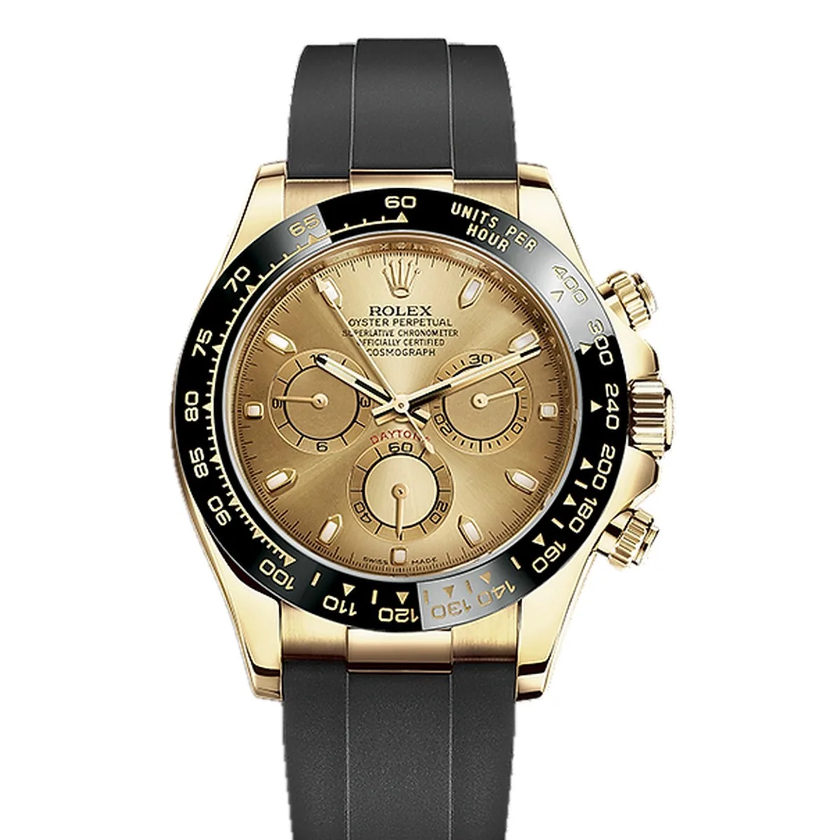 Rolex Daytona 116518LN Champagne Dial Yellow Gold Oysterflex Super Clone