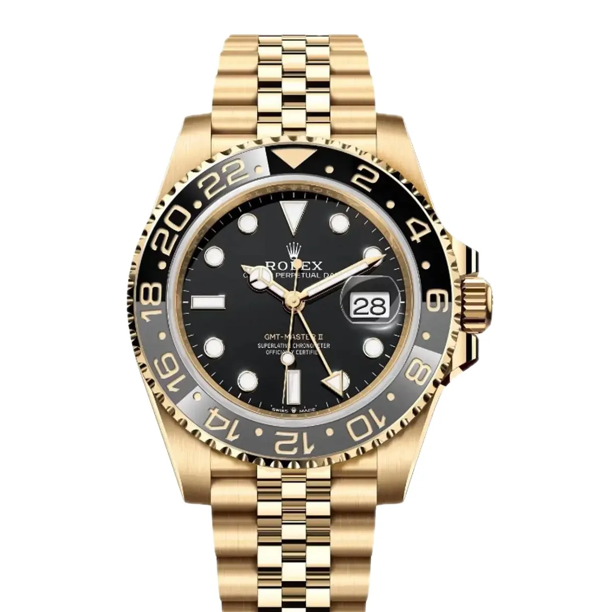 Rolex GMT-Master II 126718GRNR Black Dial Yellow Gold Jubilee Super Clone