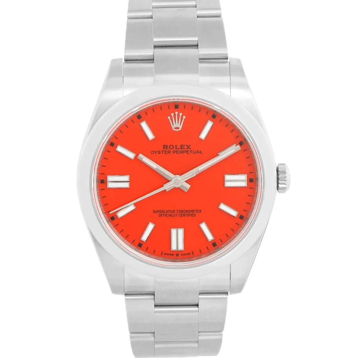Rolex Oyster Perpetual 41 124300 Coral Red Dial Super Clone